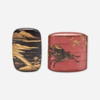 Two Japanese lacquered inro 日本印笼一组两件 Edo period ??