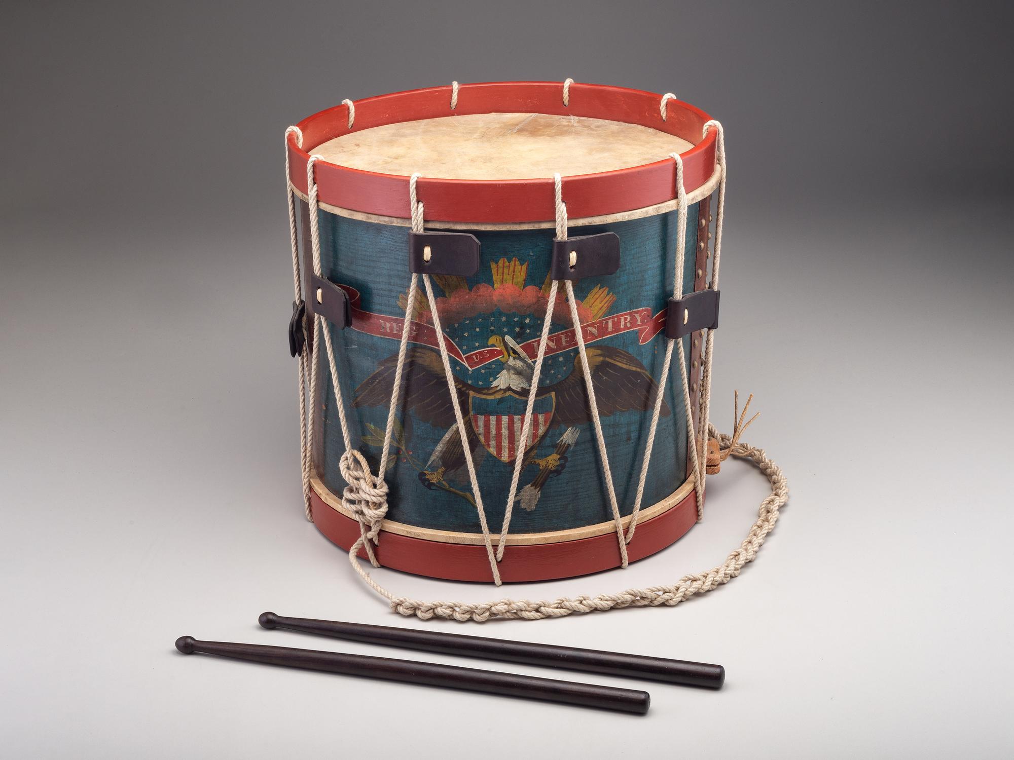 [CIVIL WAR]. Regulation US Infantry snare drum. Manufactured by C. & F. Soistmann, Philadelphia, PA.