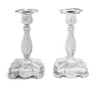 A Pair of Gorham Martelé Silver Candlesticks