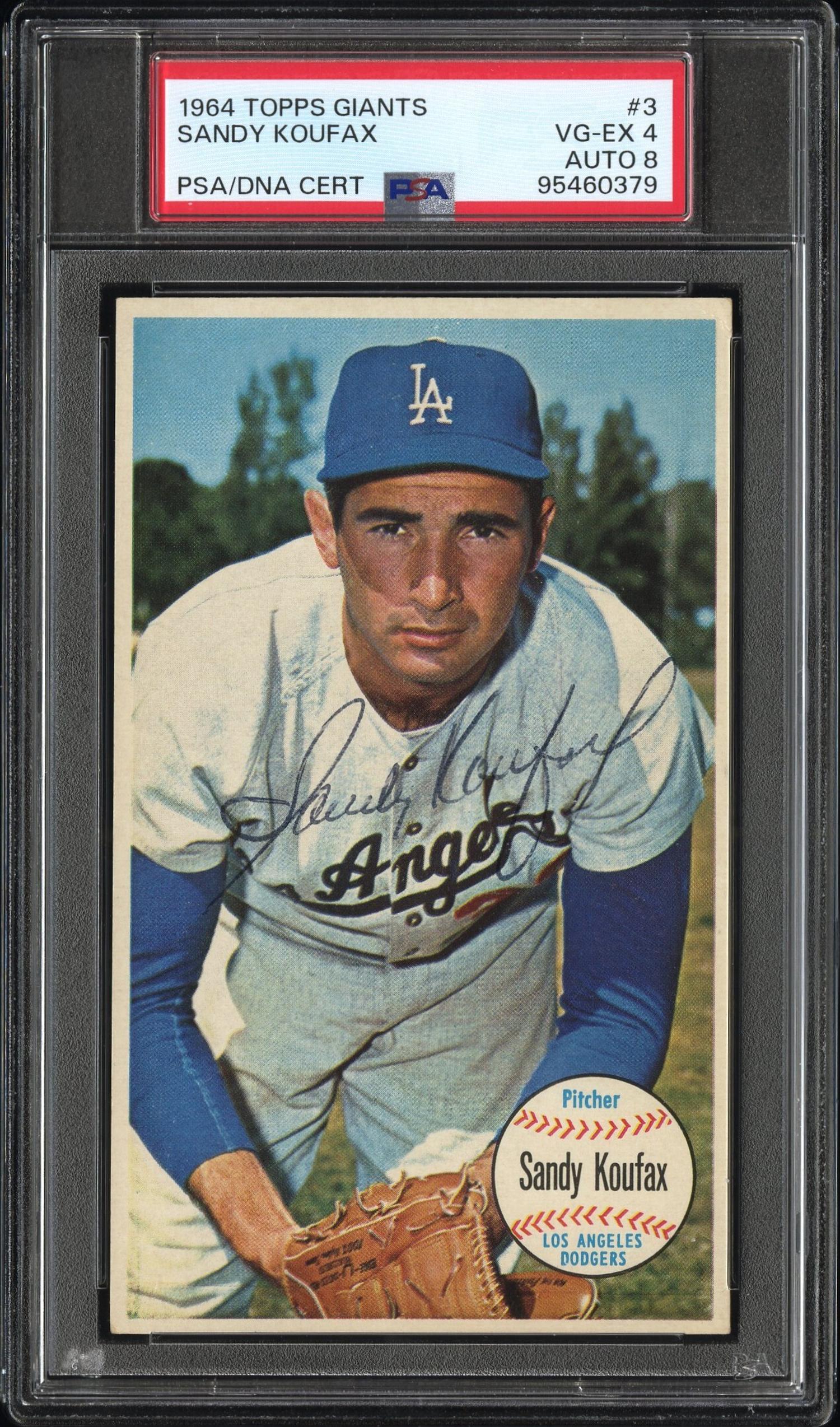 A 1964 Topps Giants Sandy Koufax Signed Autograph Baseball Card No. 3 (VG-EX 4 / AUTO 8)