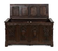 A French Gothic Revival Carved Oak Coffer