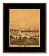 [CHICAGO]. Illinois Central from Foot of Madison Street. Lithograph. After VARIN, Raoul (1865-1943).