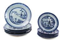 A Group of Canton Export Porcelain Plates Diameter of largest 10 1/4 inches. — 19TH CENTURY