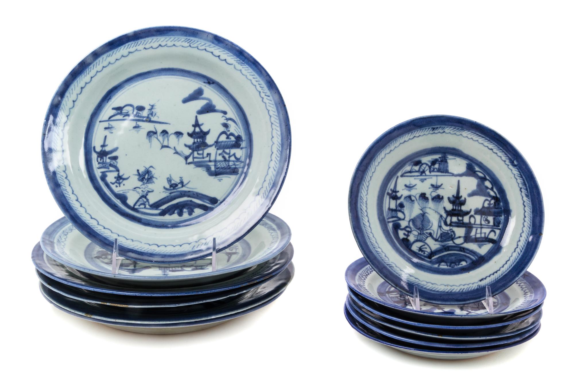 A Group of Canton Export Porcelain Plates Diameter of largest 10 1/4 inches. — 19TH CENTURY