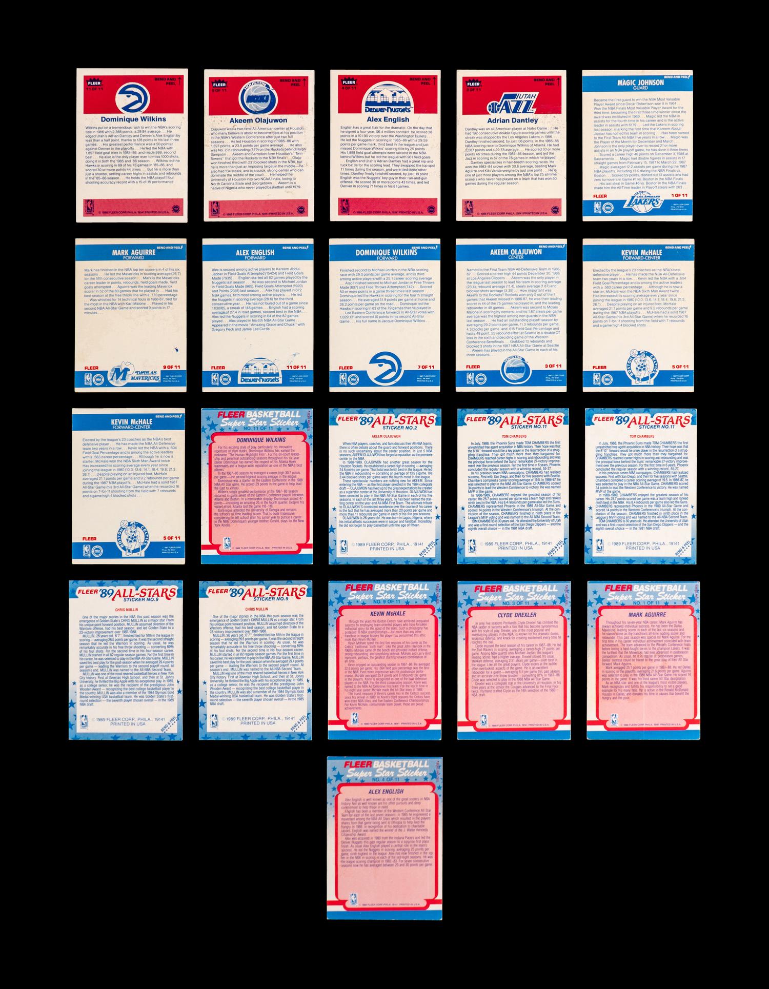 A Collection of 1980s Fleer Signed Autograph Basketball Stickers