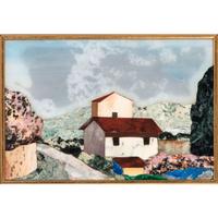 Pietra Dura Plaque Depicting a Landscape Scene with House