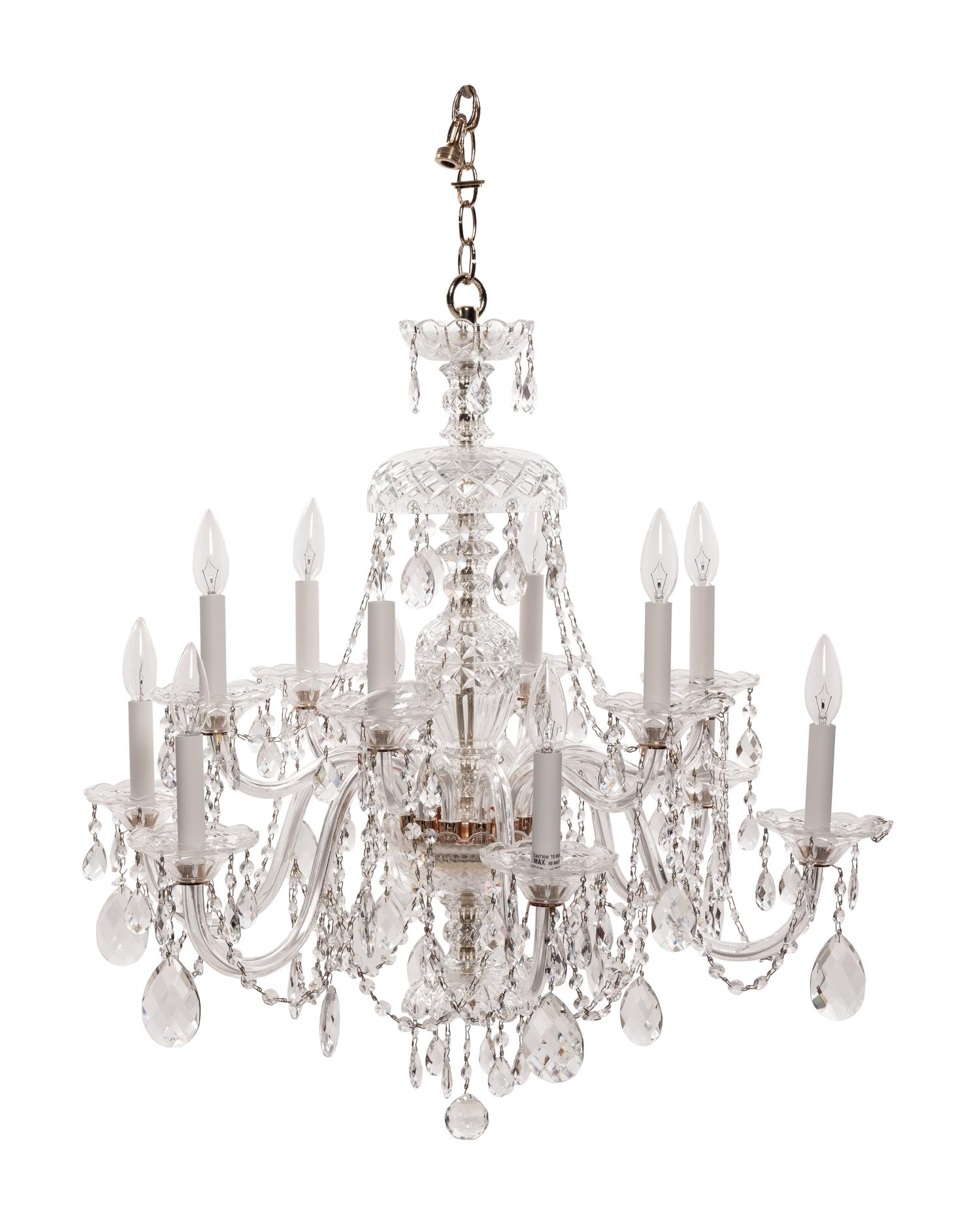 A Georgian Style Cut Glass Twelve-Light Chandelier