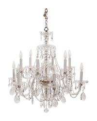 A Georgian Style Cut Glass Twelve-Light Chandelier