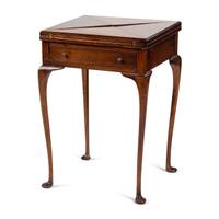 A Georgian Style Mahogany Handkerchief Game Table and Four Chairs with Cane Seats