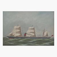 Antonio Jacobsen (American/Danish, 1850-1921) Blue Steamer