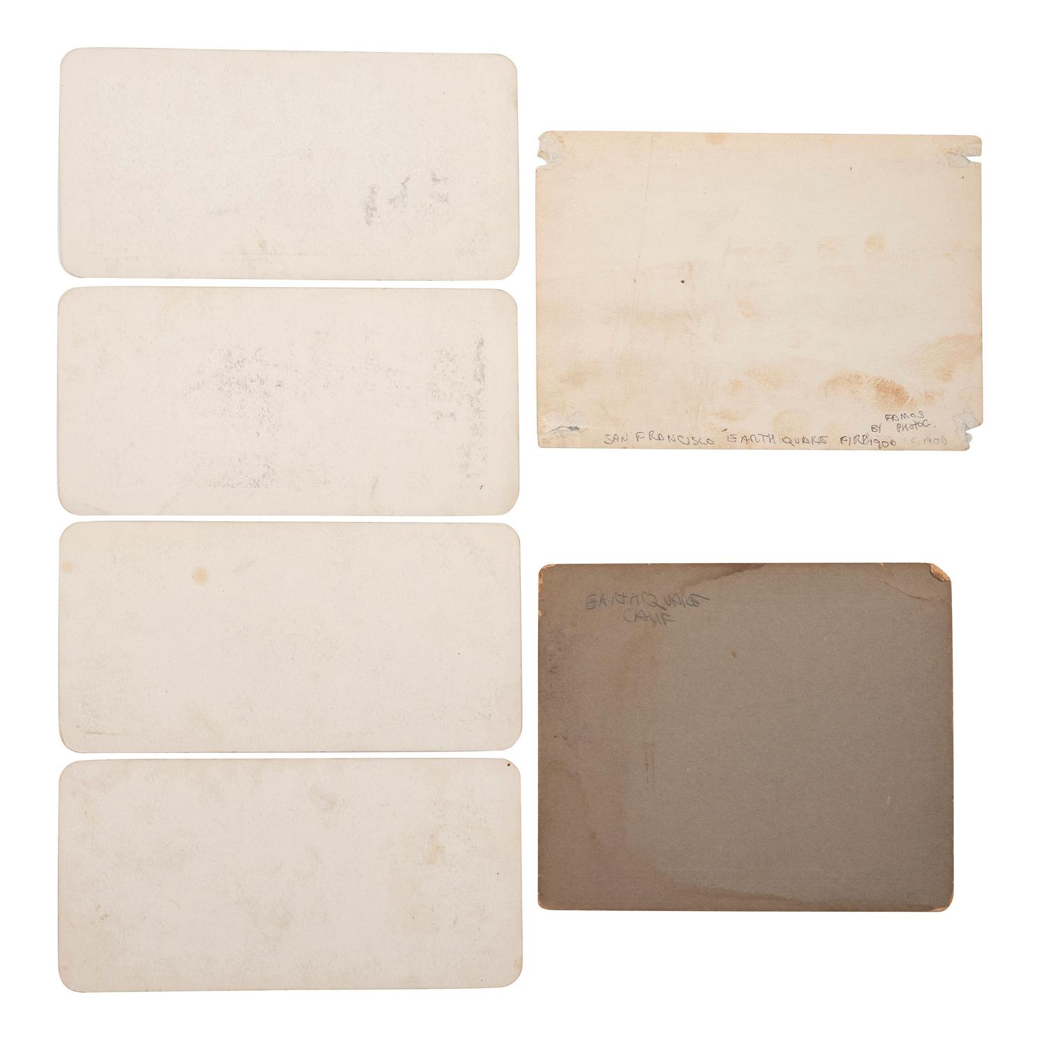 [CALIFORNIA]. A group of stereoviews and photographs of the San Francisco area, including depictions of earthquake and fire aftermath, comprising: