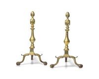 A Pair of Chippendale Brass Andirons