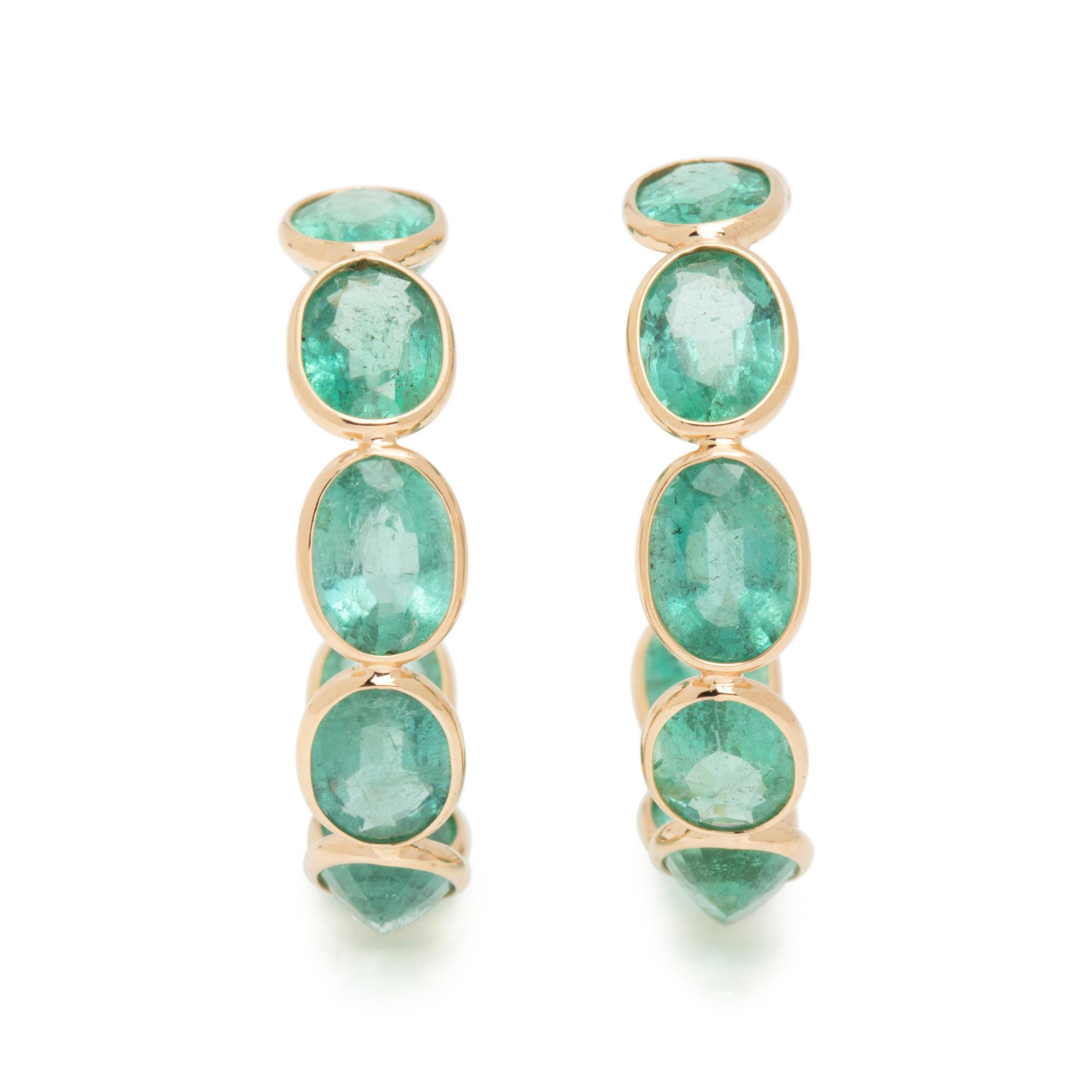 EMERALD HOOP EARRINGS
