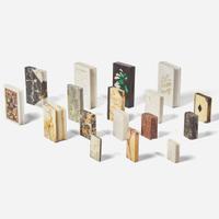 A collection of twenty-two Victorian specimen marble and stone book-form and other paperweights Most English and Continental, 19th and early 20th century