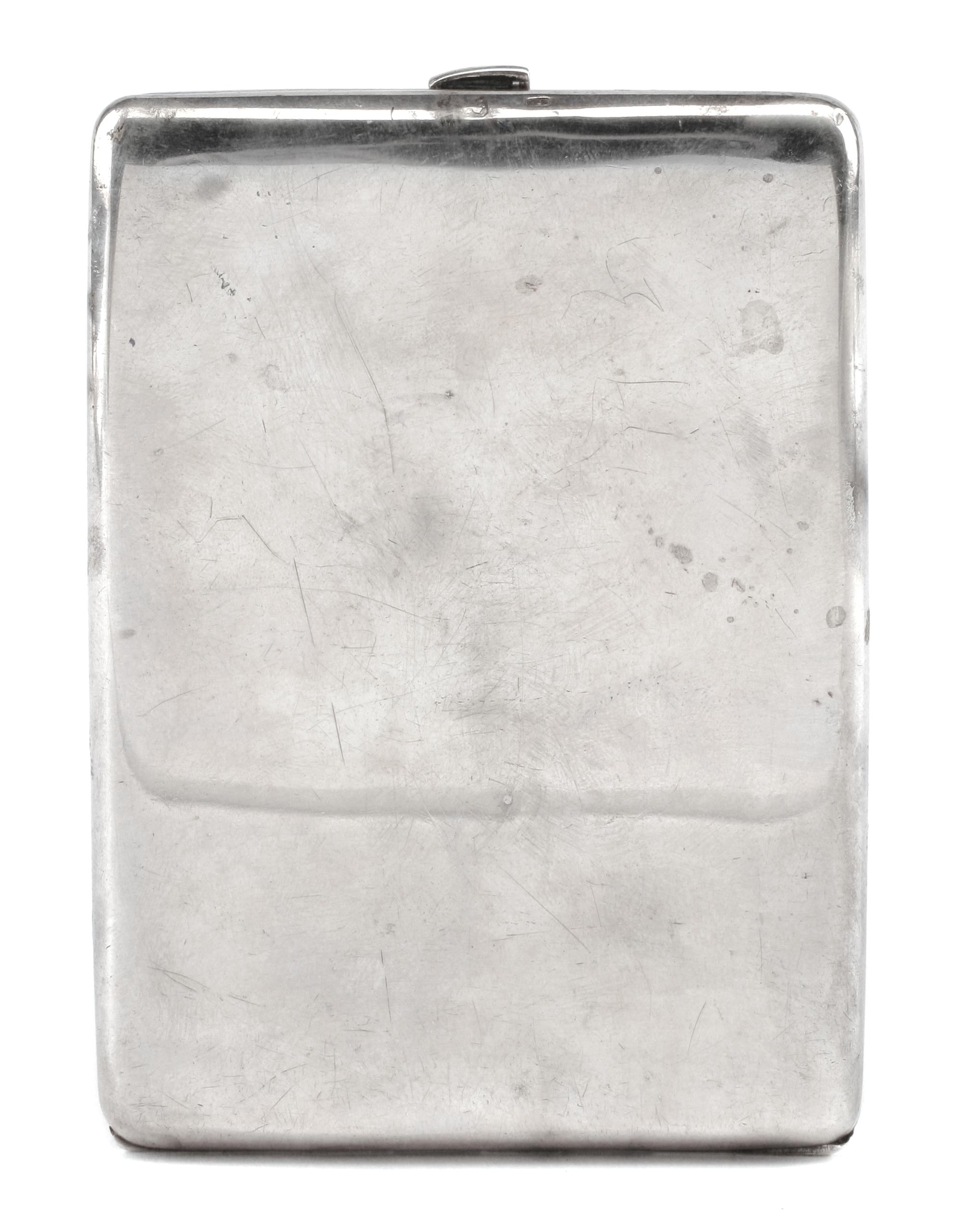 An English Enameled Silver Cigarette Case, Maker's Marks Obscured, the lid enameled to show a nude model.
