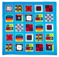 A Chanel Turquoise Cotton Scarf, 53 x 52 1/2 inches.