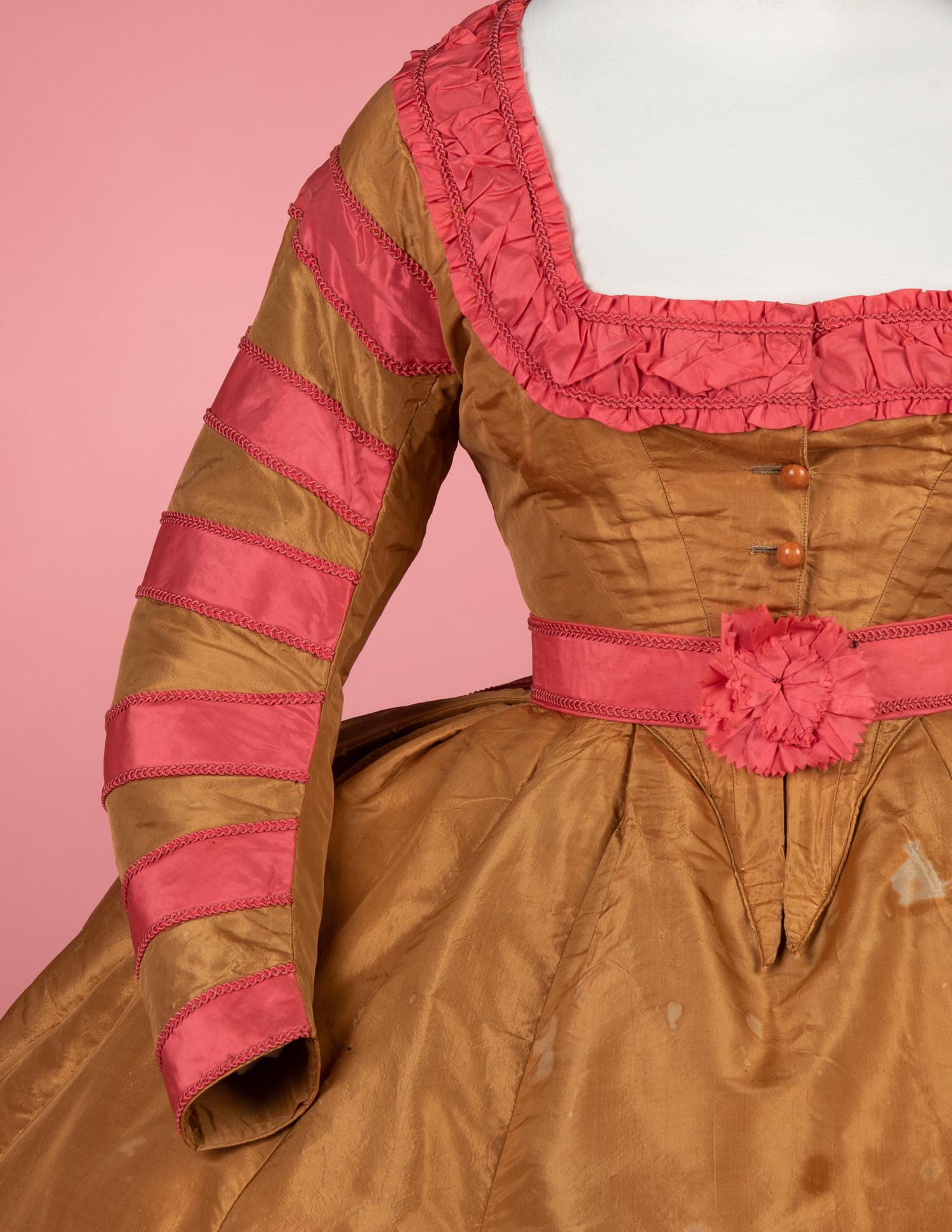 Silk Taffeta Three-Piece Evening Dress, 1860s