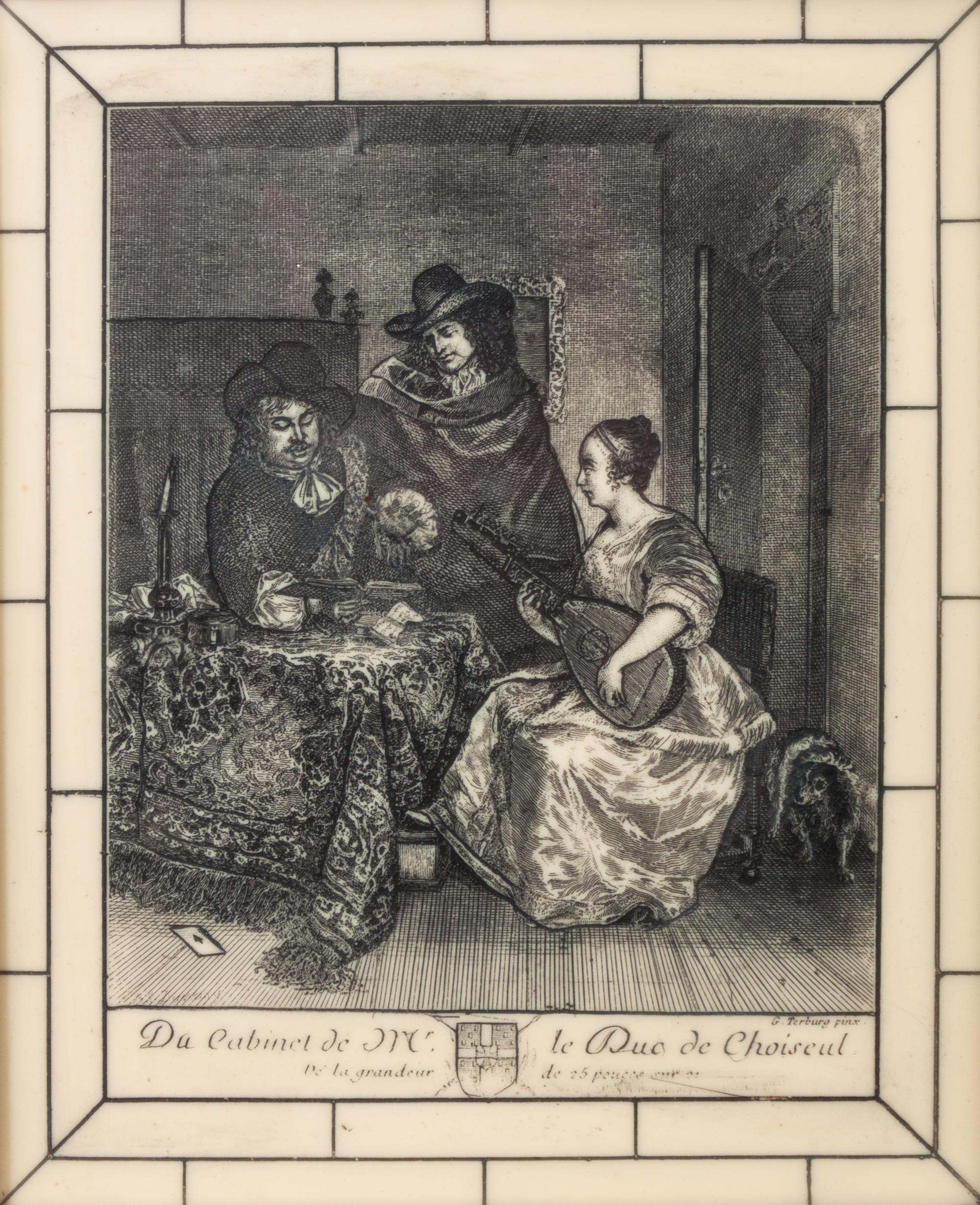 Four French Etched Scrimshaw Panels Height 8 1/2 x width 6 inches. — EARLY 19TH CENTURY