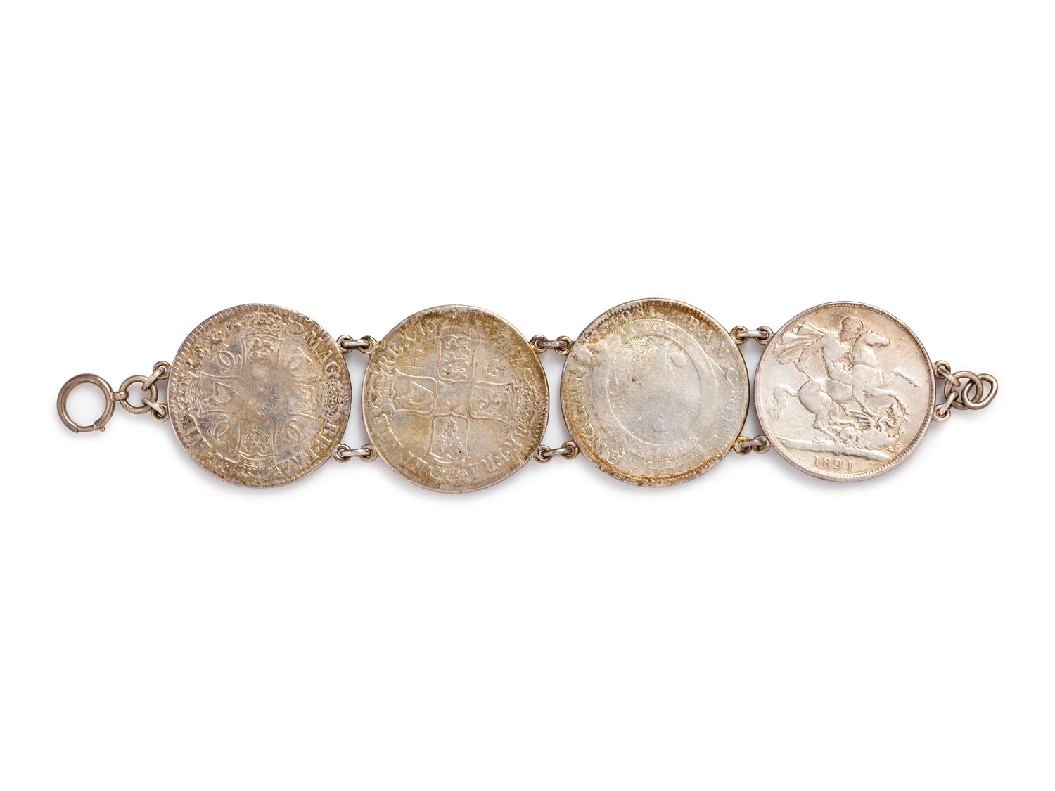 An Antique Silver Coin Bracelet,
