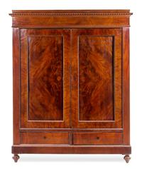 A Continental Mahogany Armoire Height 94 1/4 x width 68 3/4 x depth 24 inches. — EARLY 19TH CENTURY