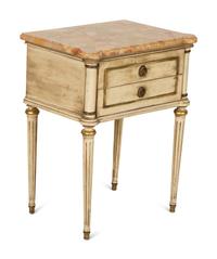 A Louis XVI Style Painted Marble-Top Side Table
