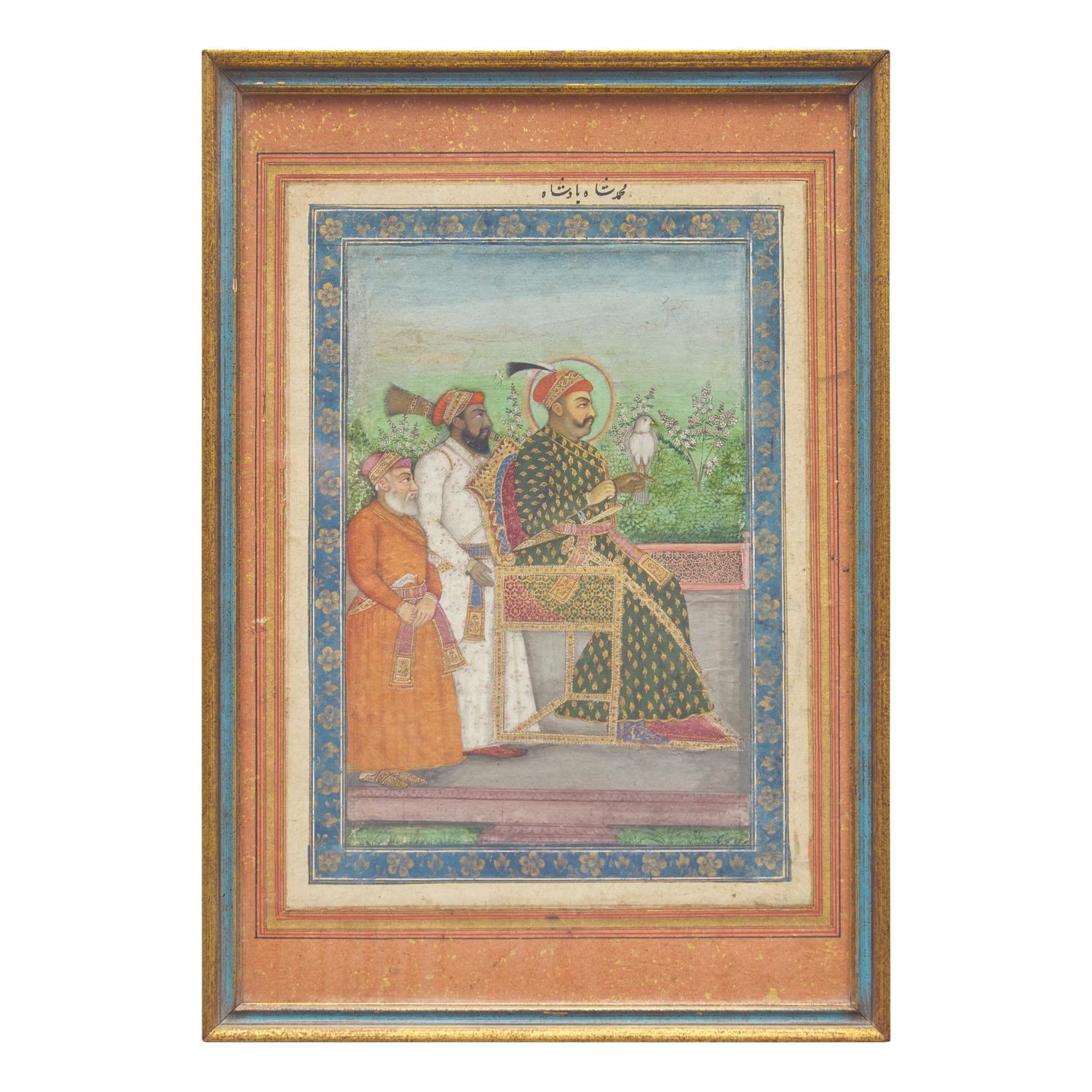 A Painting of Emperor Muhammad Shah, Indian, Mughal, 18th/19th Century 十八/十九世紀 莫臥兒細密畫穆罕默德·沙阿肖像