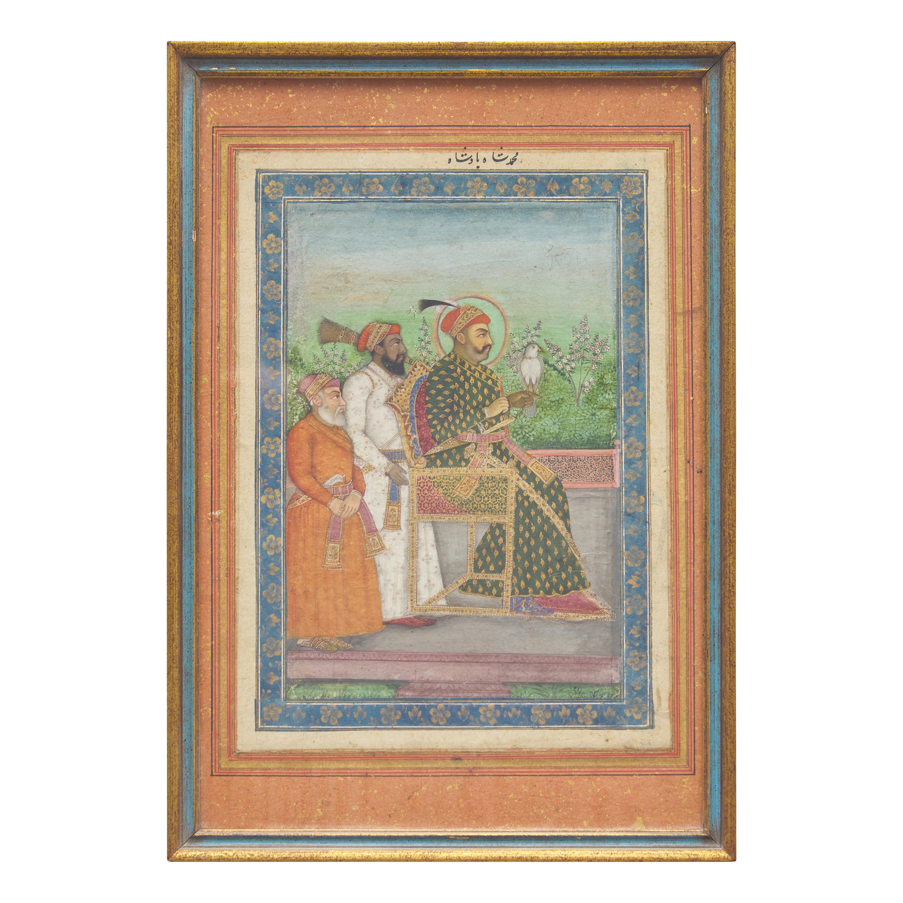 A Painting of Emperor Muhammad Shah, Indian, Mughal, 18th/19th Century 十八/十九世紀 莫臥兒細密畫穆罕默德·沙阿肖像