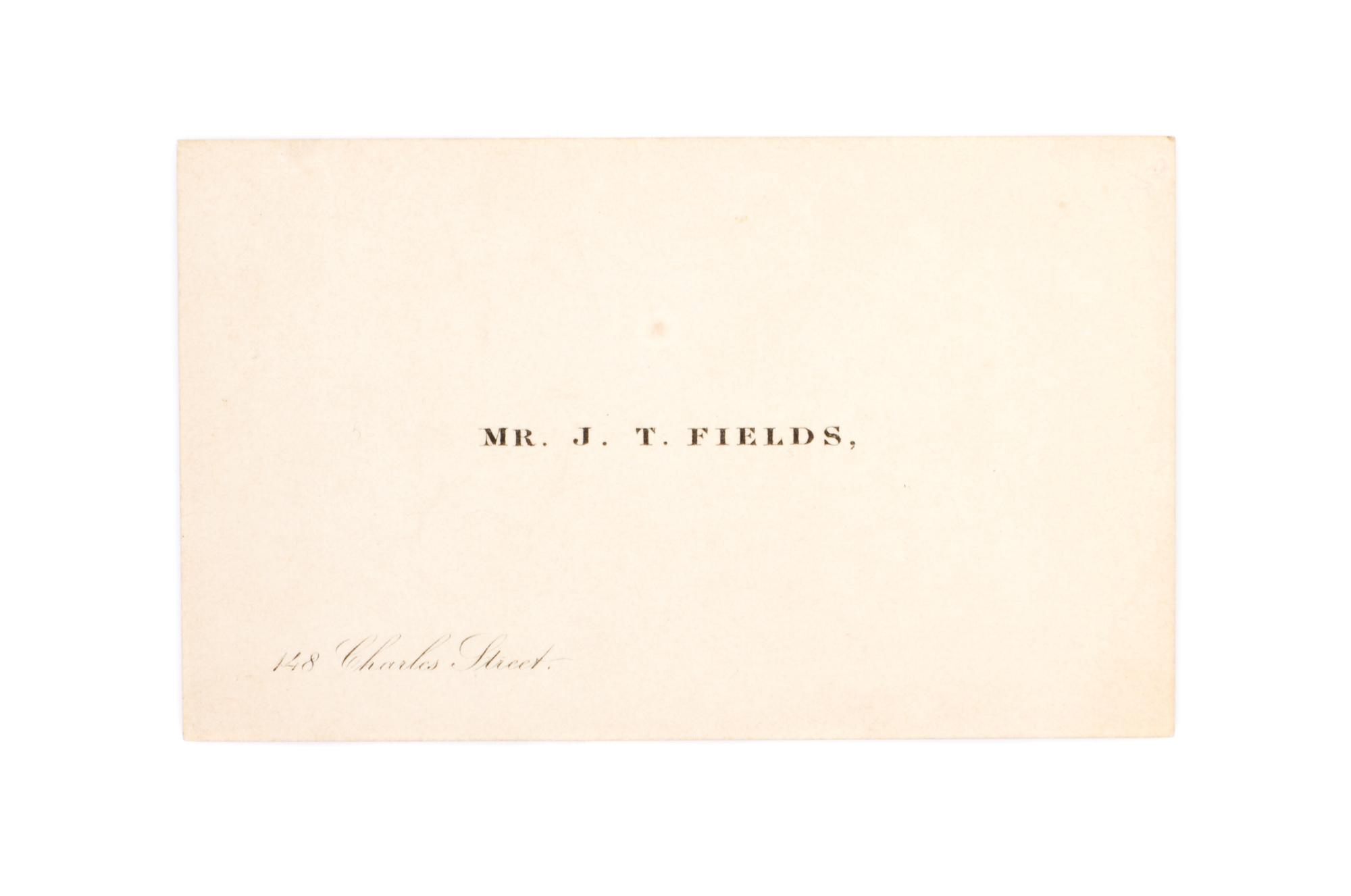 FIELDS, JAMES T. Yesterdays with Authors. London, 1872. 2 vols. With ALS, royalty checks, and ANS.