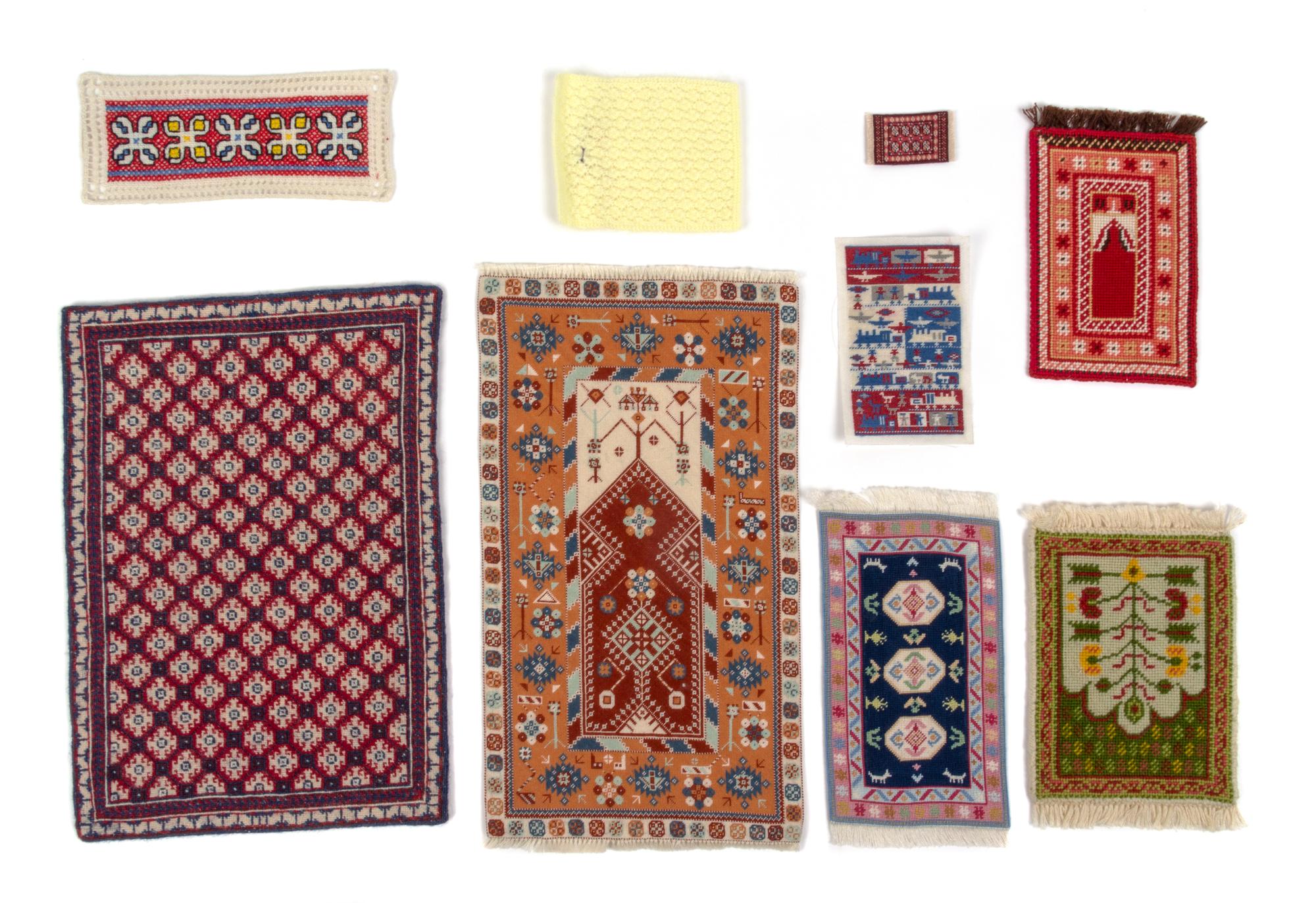Seven Needlepoint Rugs Largest 10 5/8 x 6 inches. — Various Makers