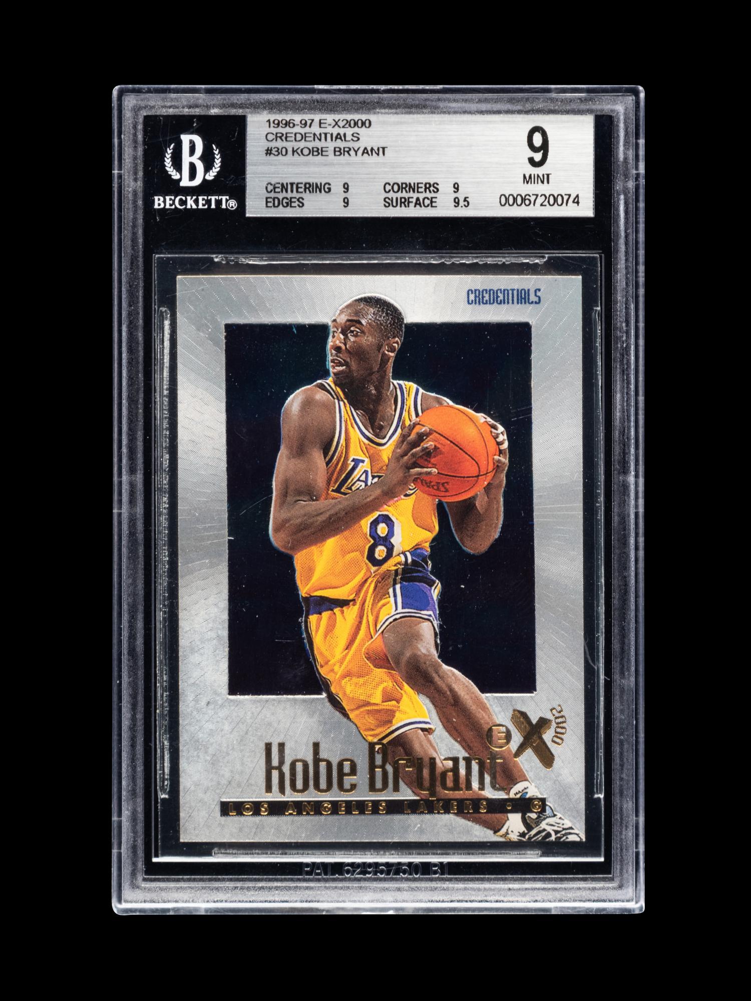 A 1996-97 Skybox E-X2000 Credentials Kobe Bryant Rookie Basketball Card No. 30 (BGS 9 MINT),