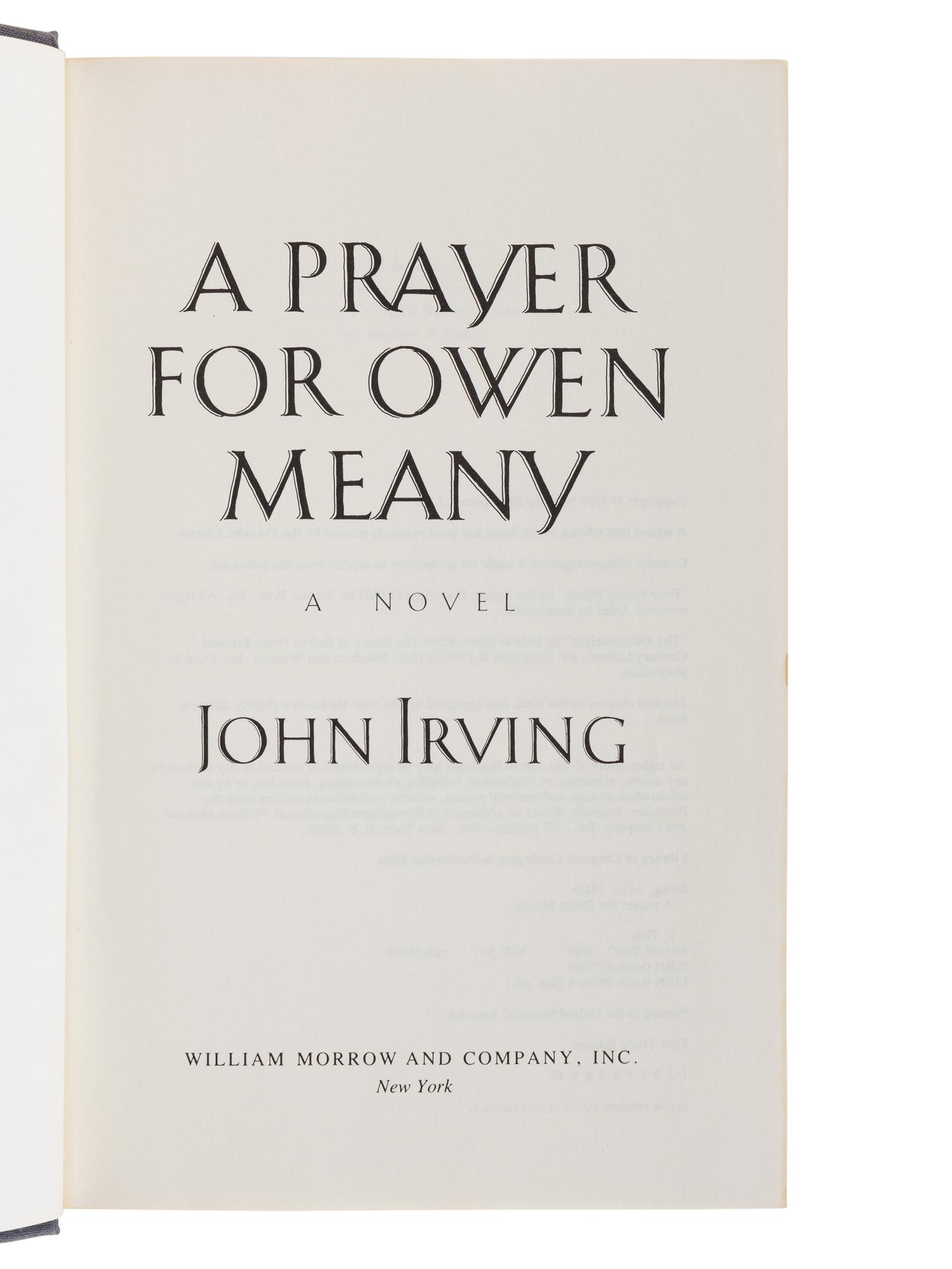IRVING, John (b. 1942). Cider House Rules . New York: William Morrow and Company, Inc., 1985.