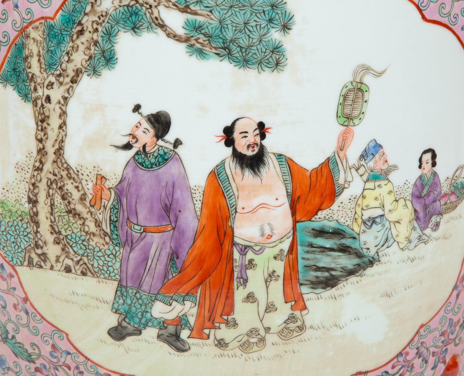 A Chinese Export Enameled Porcelain Garden Seat