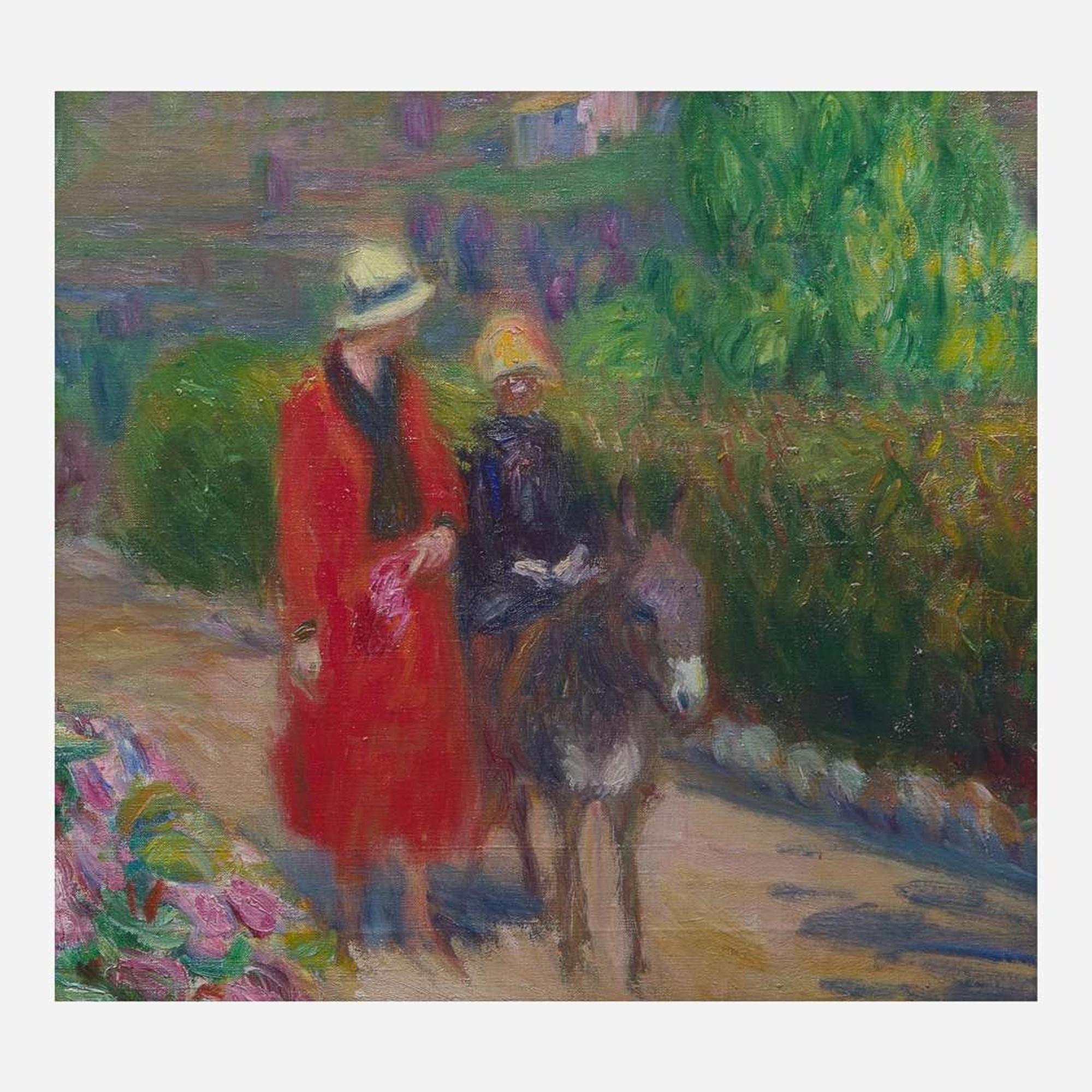 William Glackens (American, 1870-1938) Afternoon in Provence (Woman and Child on Donkey)