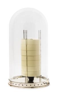 A Contemporary Blown Glass and Metal Table Lamp Height 22 inches.