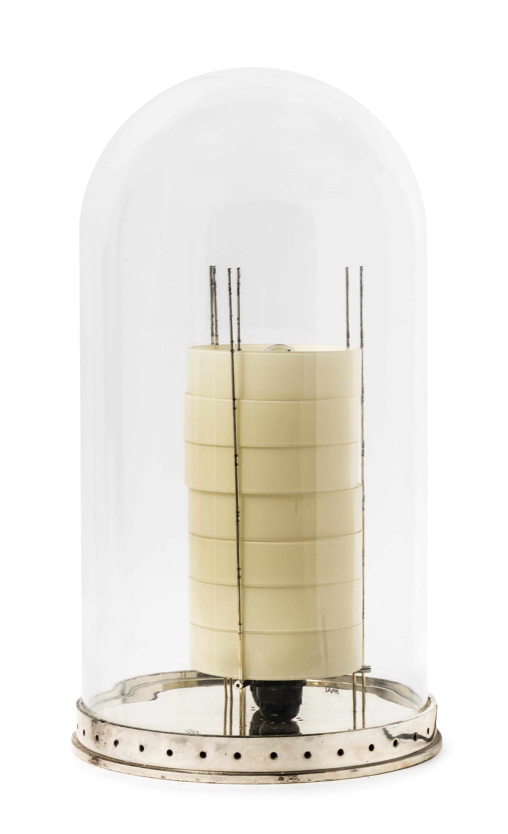 A Contemporary Blown Glass and Metal Table Lamp Height 22 inches.