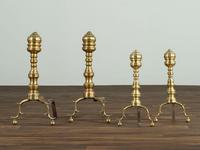 Two Pairs of Federal Spool-Turned Brass Andirons