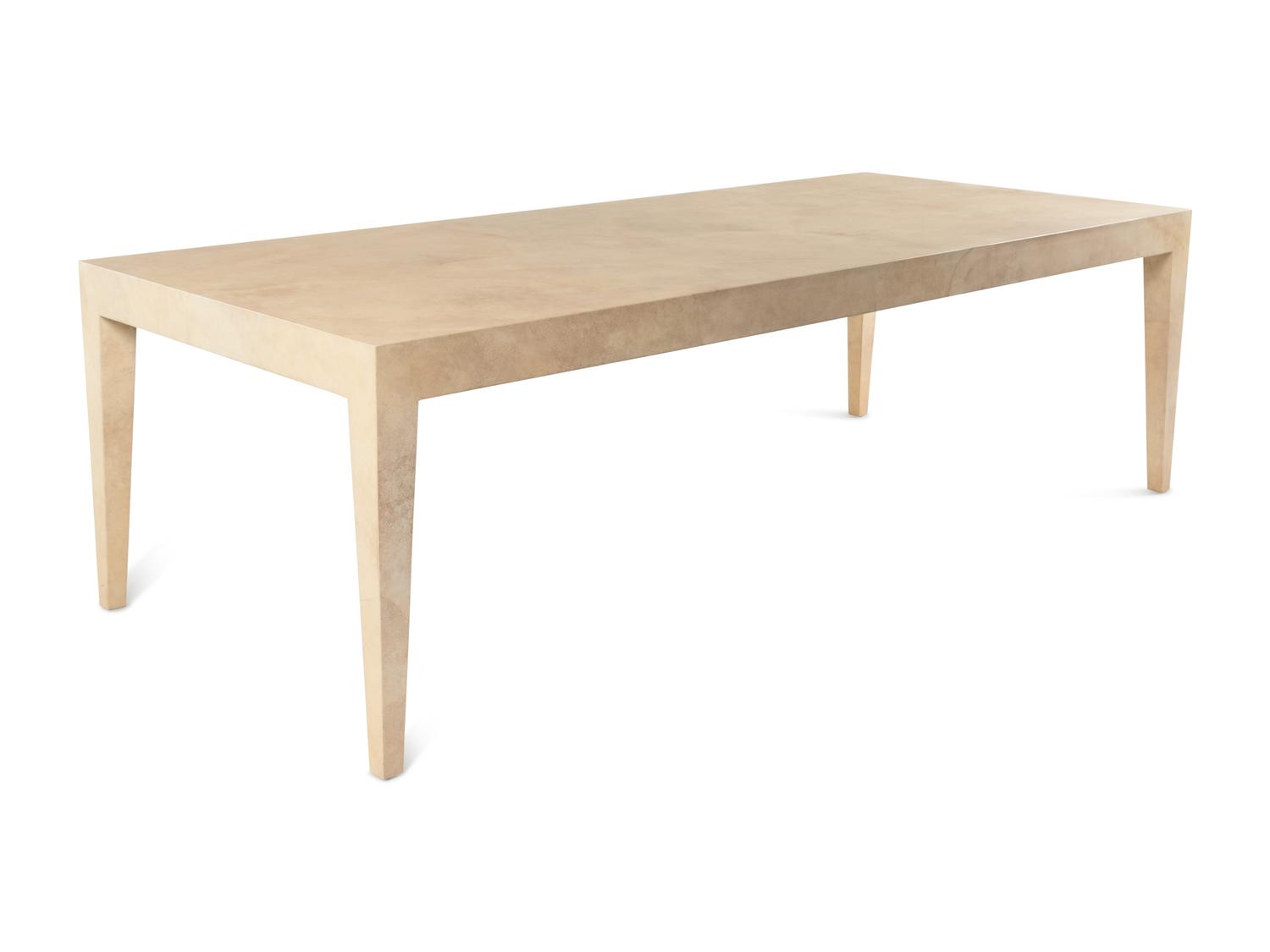 A J. Robert Scott Lacquered Goatskin Parchment Dining Table