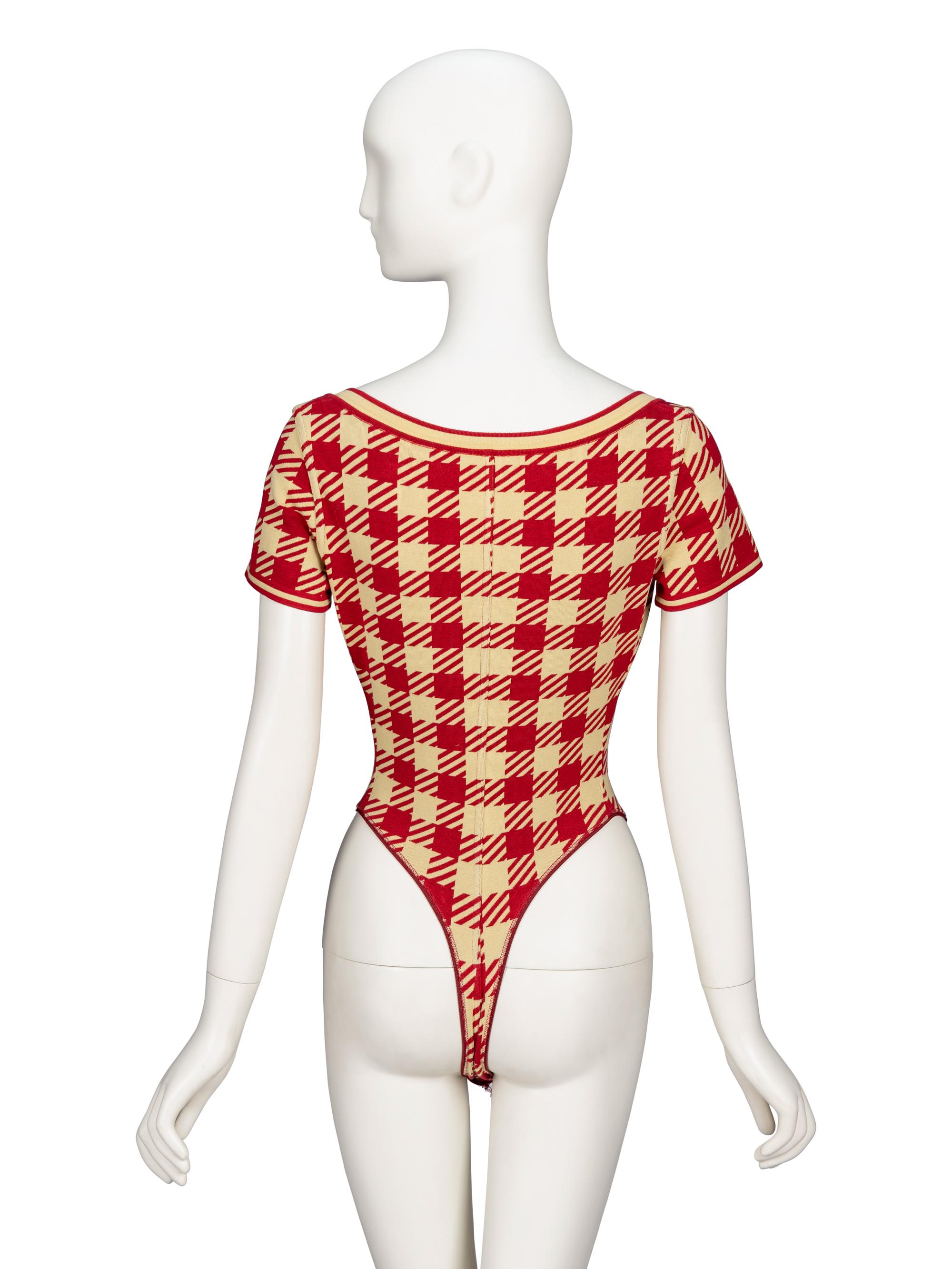 Alaïa, Red Gingham Knit Bodysuit, S/S 1991