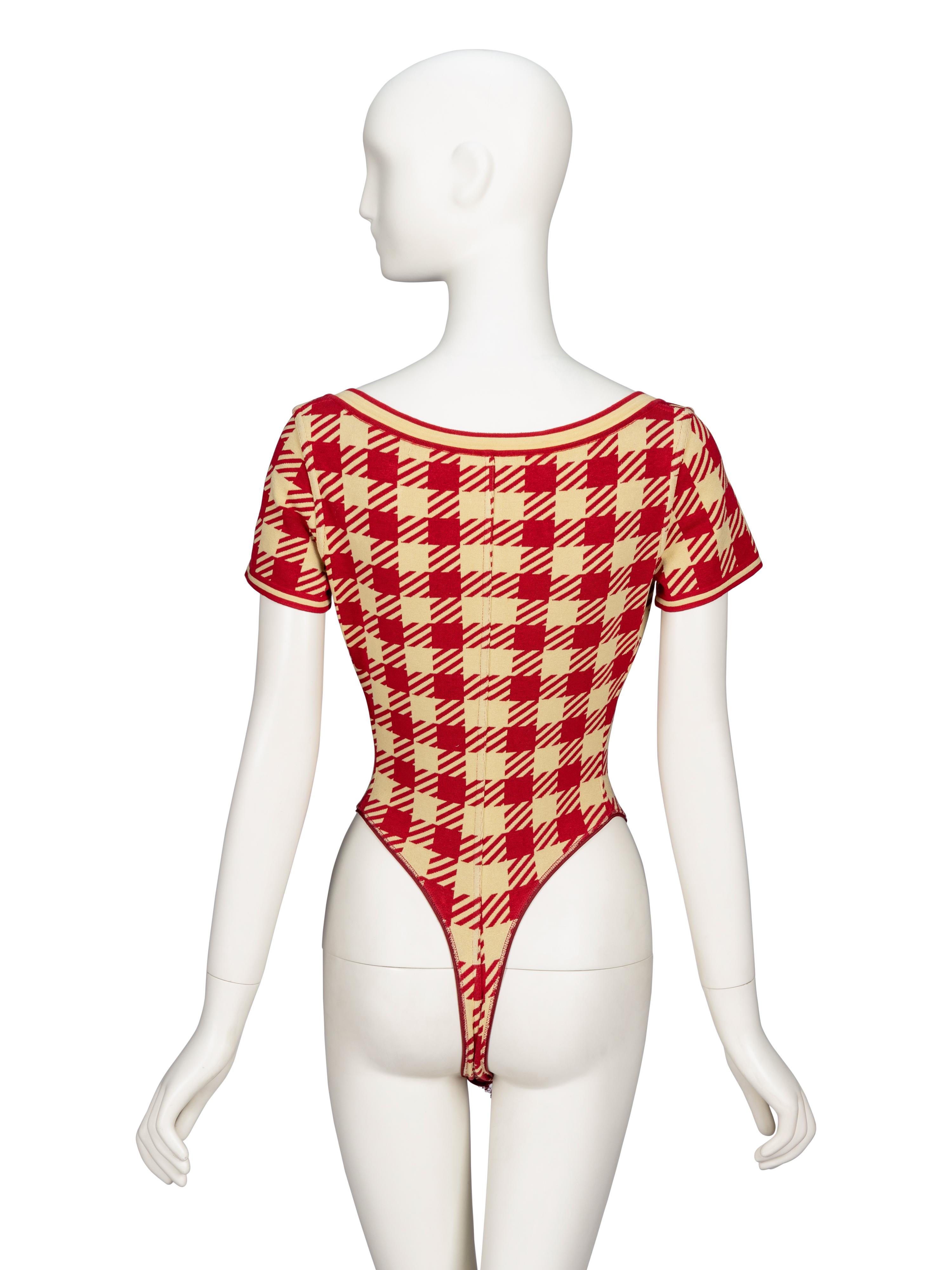 Alaïa, Red Gingham Knit Bodysuit, S/S 1991