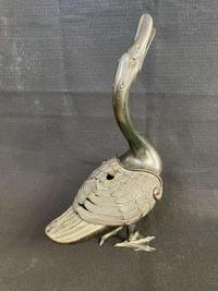 A patinated bronze goose-form incense burner 铜加漆鹅形香炉一件 Late 18th to 19th century ???????????