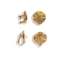 TWO PAIRS OF YELLOW GOLD AND MULTIGEM EARRINGS