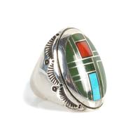 Navajo Silver Flush Inlay Men's Ring