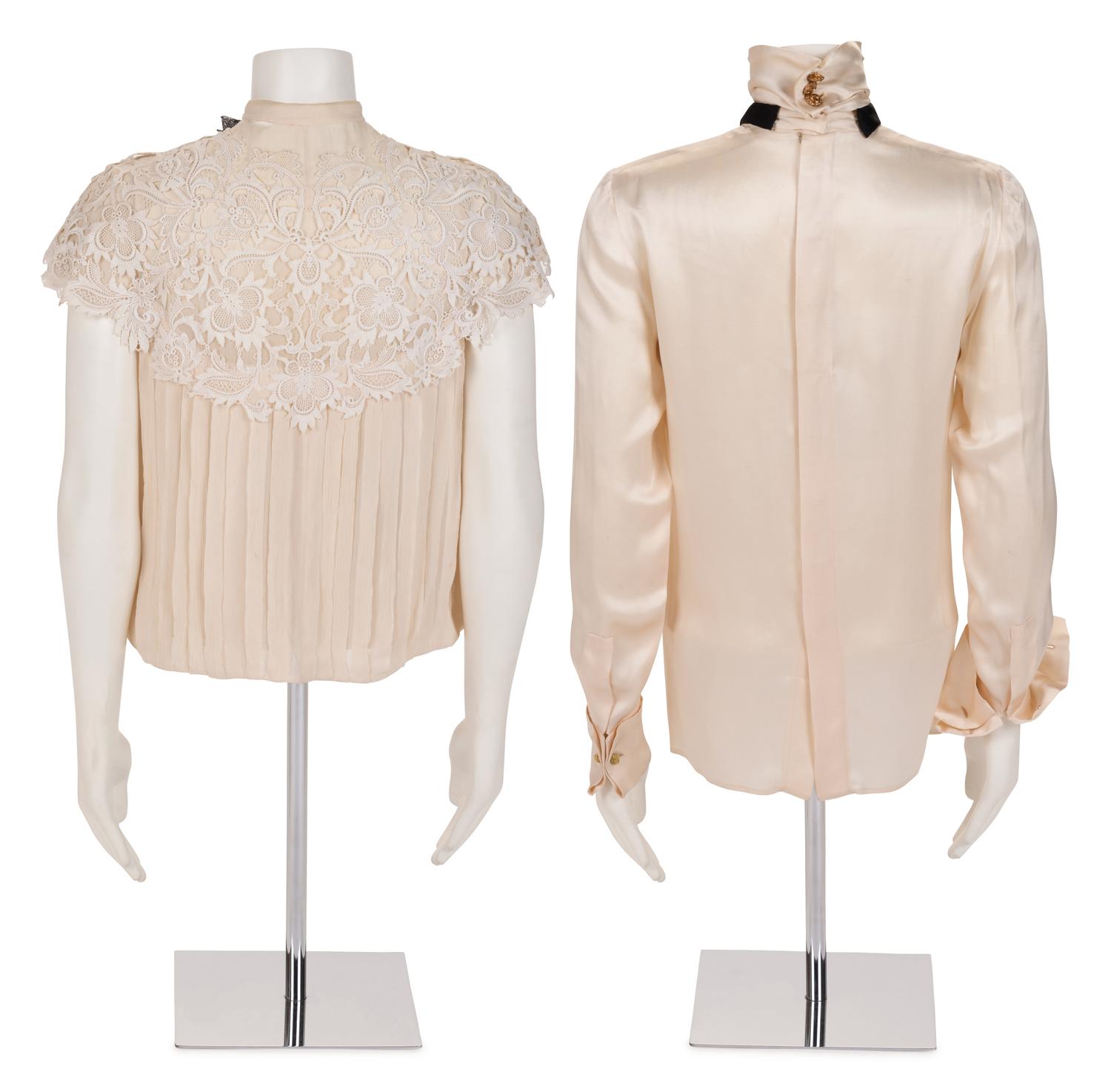 Two Silk Blouses: One Chanel Haute Couture, One Unlabeled, 1980-90s
