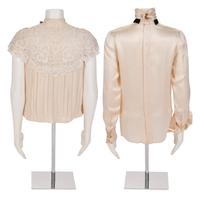 Two Silk Blouses: One Chanel Haute Couture, One Unlabeled, 1980-90s
