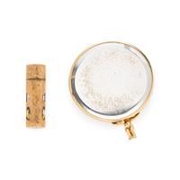 RUSER, YELLOW GOLD PERFUME BOTTLE AND MIRROR