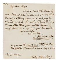 COOPER, James Fenimore (1789-1851). Autograph letter signed ("J. Fenimore Cooper"), to Major W. E. Frye. N.p., 9 April [no year].