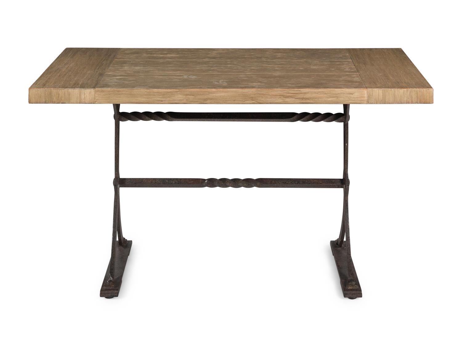 A Contemporary Grain-Painted and Wrought Iron Table