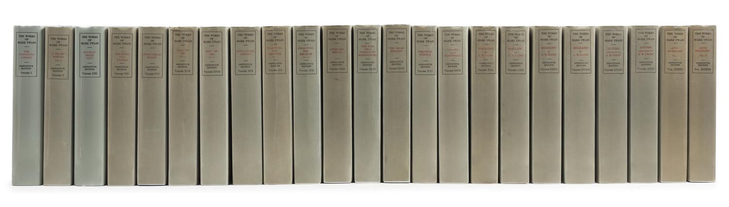 CLEMENS, Samuel L. ("Mark Twain," 1835-1910). Works. New York: Gabriel Wells, 1922-1925. LIMITED EDITION SIGNED BY TWAIN. 37 vols.