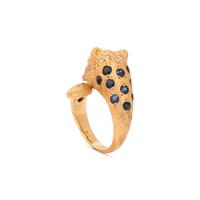 YELLOW GOLD, DIAMOND AND MULTIGEM LEOPARD RING