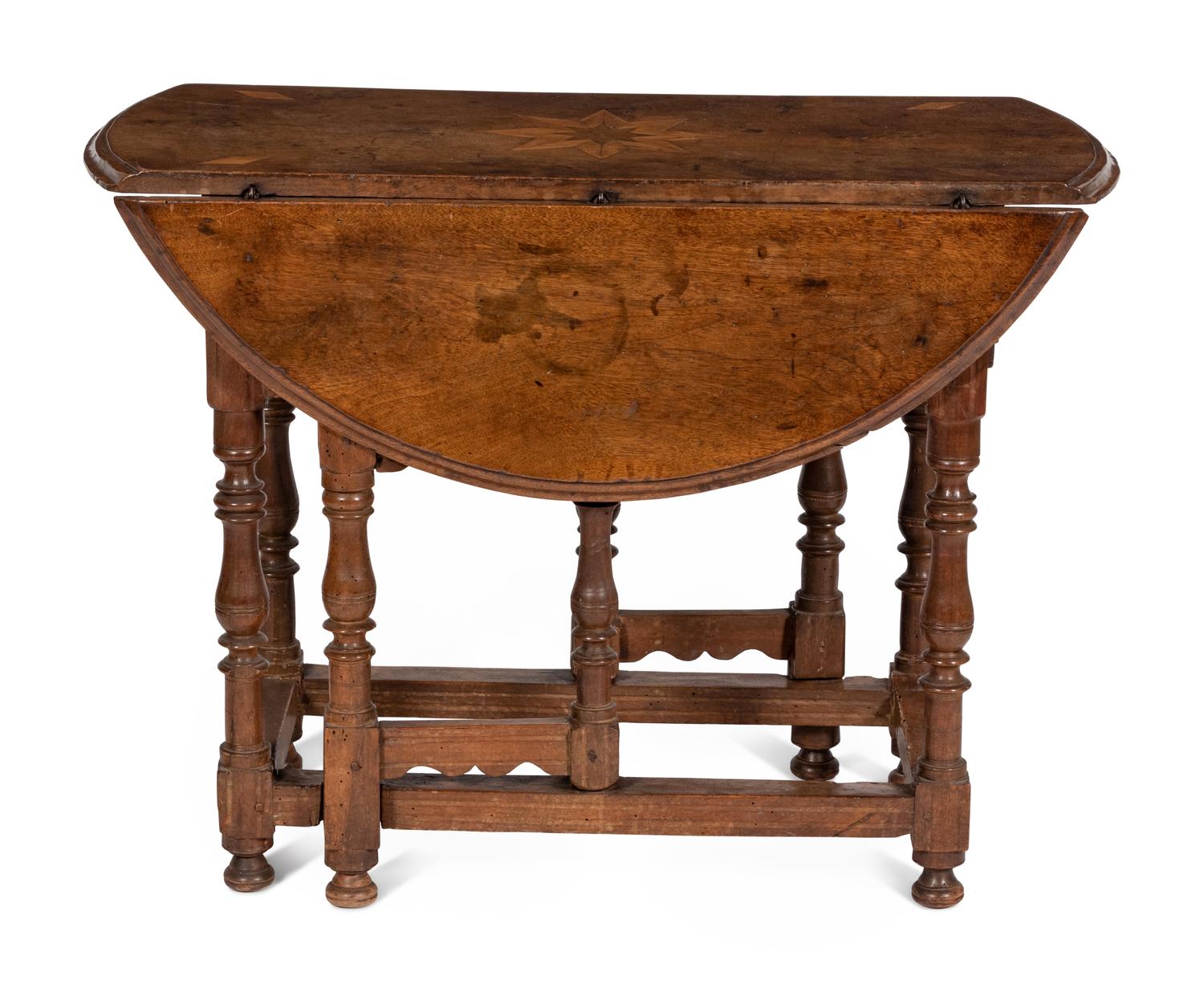 A Marquetry Inlaid Drop Leaf Table